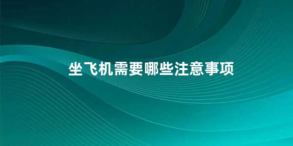 坐飞机需要哪些注意事项