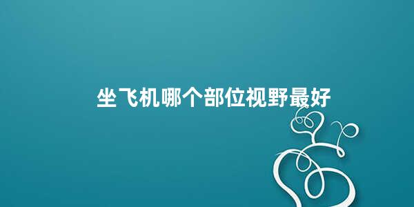 坐飞机哪个部位视野最好