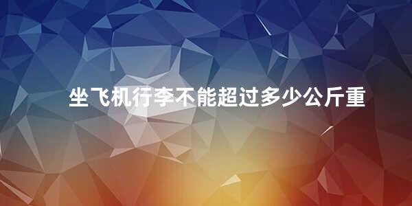 坐飞机行李不能超过多少公斤重