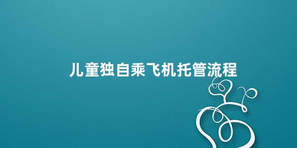 儿童独自乘飞机托管流程