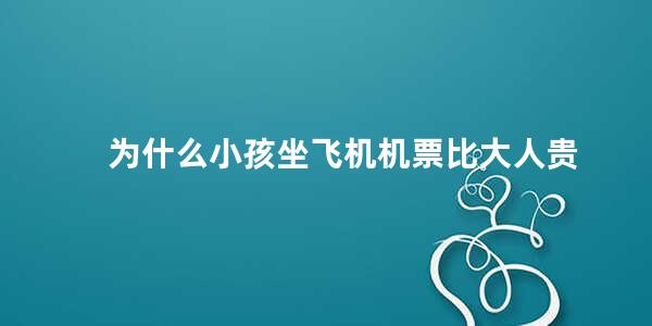 为什么小孩坐飞机机票比大人贵