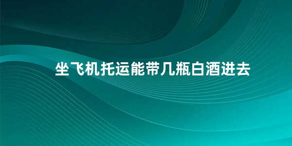 坐飞机托运能带几瓶白酒进去