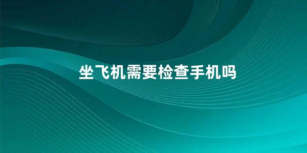 坐飞机需要检查手机吗