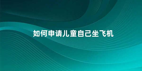 如何申请儿童自己坐飞机