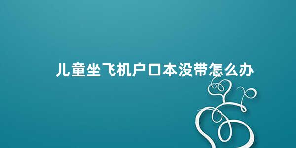 儿童坐飞机户口本没带怎么办