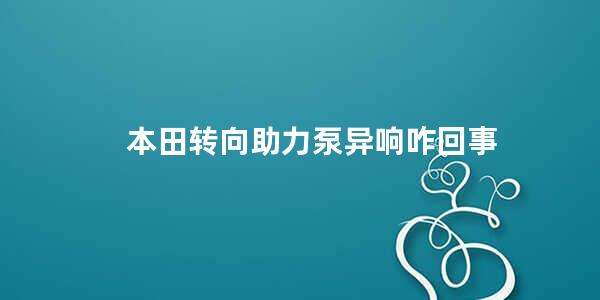 本田转向助力泵异响咋回事