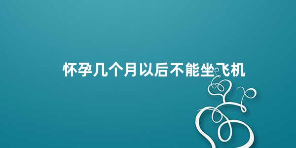 怀孕几个月以后不能坐飞机