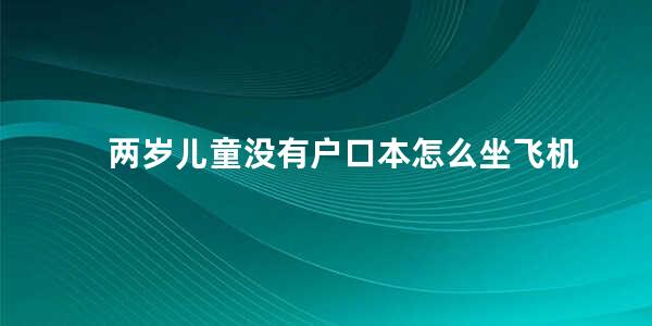 两岁儿童没有户口本怎么坐飞机