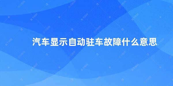 汽车显示自动驻车故障什么意思