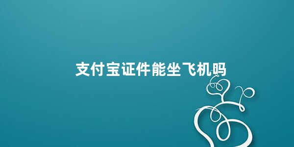 支付宝证件能坐飞机吗