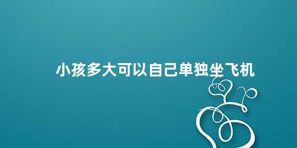 小孩多大可以自己单独坐飞机