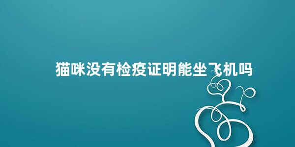 猫咪没有检疫证明能坐飞机吗