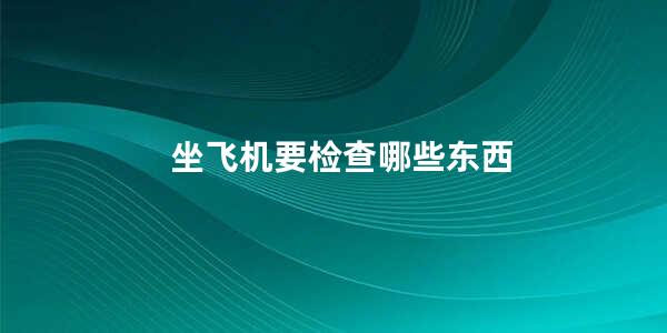 坐飞机要检查哪些东西