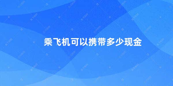 乘飞机可以携带多少现金